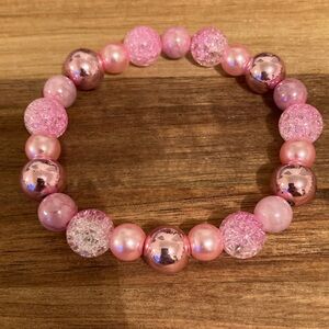Handmade Pink Beaded Stretch Bracelet